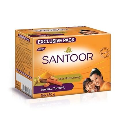 Santoor Skin Moisturizing Sandal & Turmeric Bathing Soap with Nourishing & Anti-Aging Properties| For Soft & Smooth and Younger-Looking Skin| For All Skin Types| Pack of 5, 125g